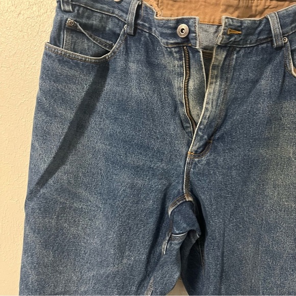 Duluth Trading Co Men's Size 44x32 Blue/Tan Inner Lining Relaxed Jeans Work - Picture 2 of 10